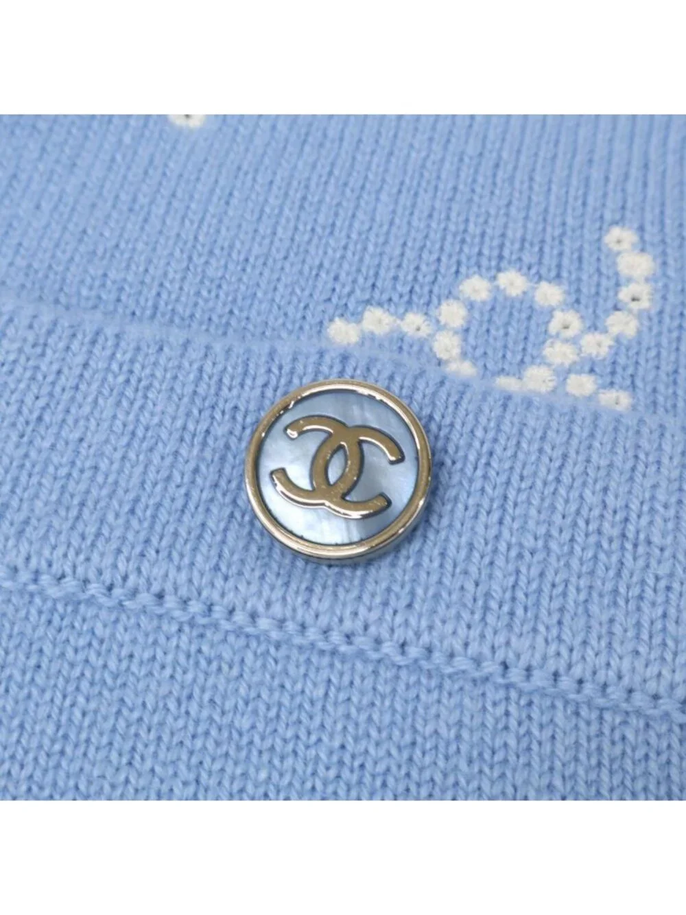 Chanel CC Logo No 5 Embroidery Cashmere Knit Cami Sweater 34